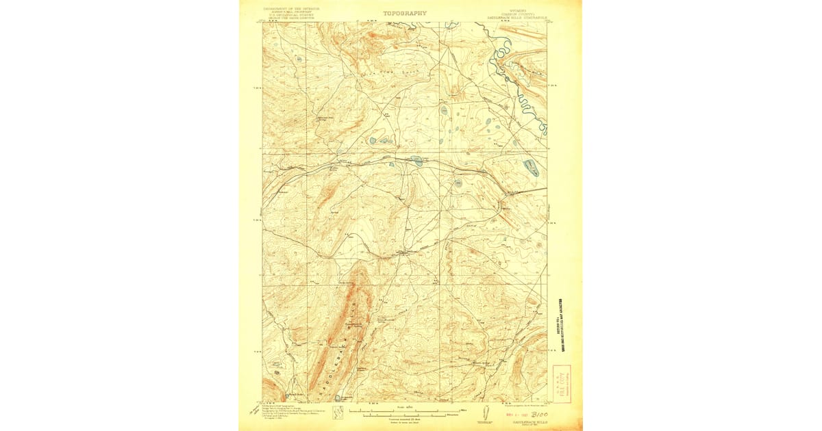 1921 Map of Saddleback Hills, Carbon County, WY — High-Res | Pastmaps