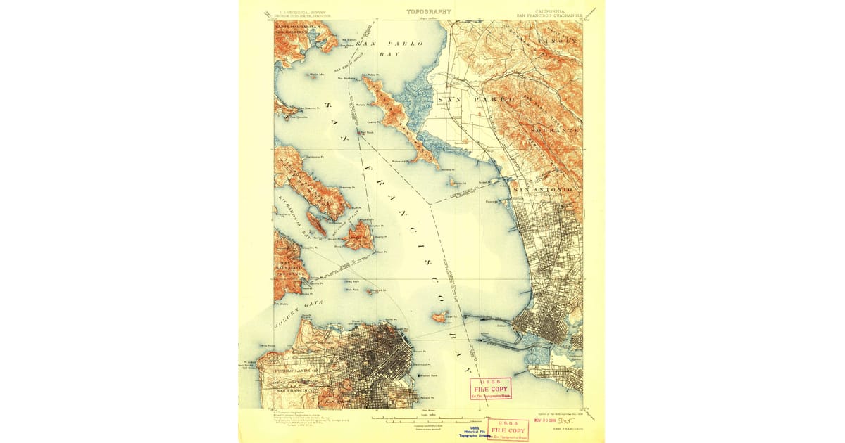 1899 Map of San Francisco, CA — High-Res, 1908 Print | Pastmaps