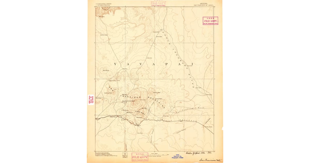 Old Maps of Bellemont AZ for Academic - San Francisco Mtns Coconino County Az Usgs Topo 1886 Og 1200x630 