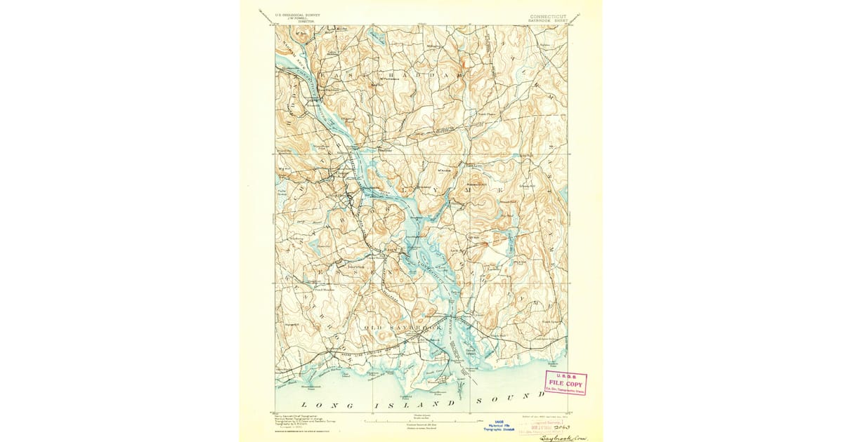 1893 Map of Saybrook, East Lyme, CT — High-Res, 1904 Print | Pastmaps