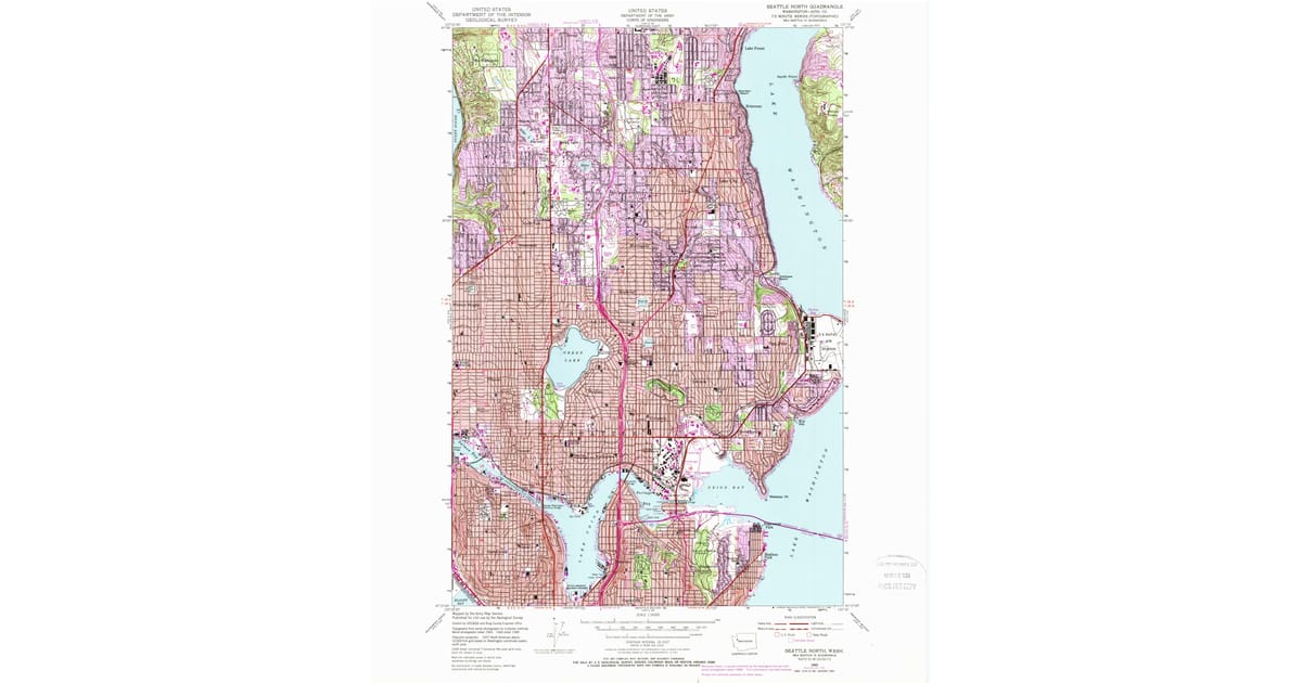 1949 Map of Seattle North, King County, WA — High-Res, 1969 Print ...