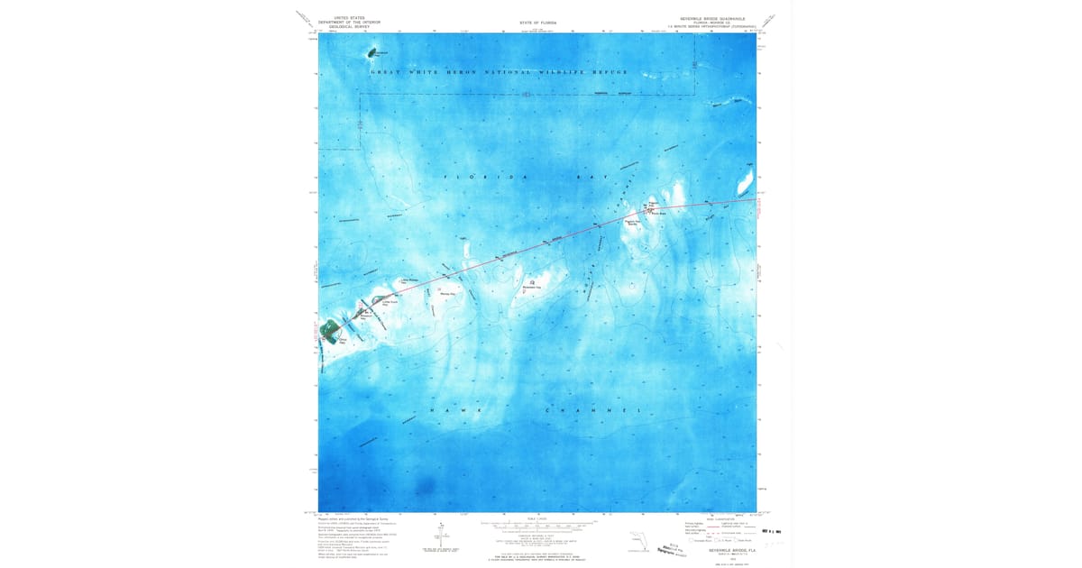 Trumbo Point Map 1972 Map of Sevenmile Bridge, Monroe County, FL — High-Res | Pastmaps