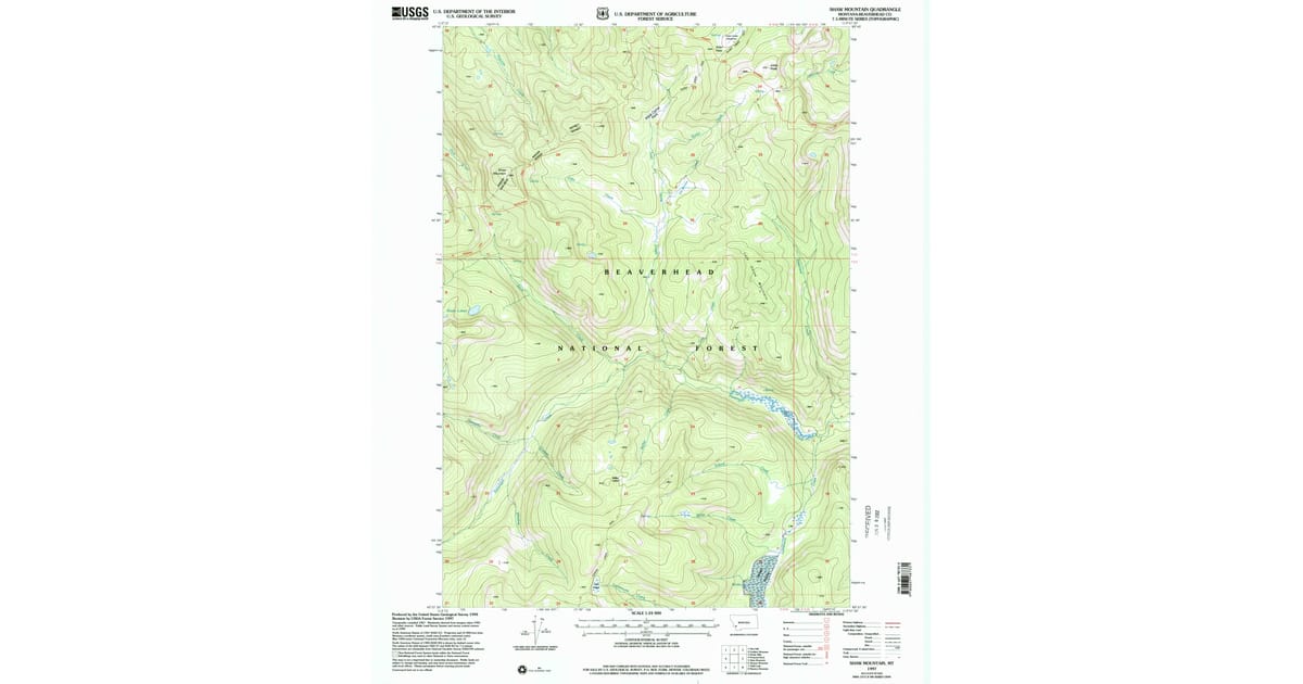 Beaverhead Spring 1997 Map of Shaw Mountain, Beaverhead County, MT — High-Res | Pastmaps