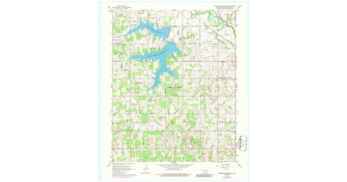1966 Map of Shawnee Reservoir, Pottawatomie County, OK — High-Res, 1986 ...