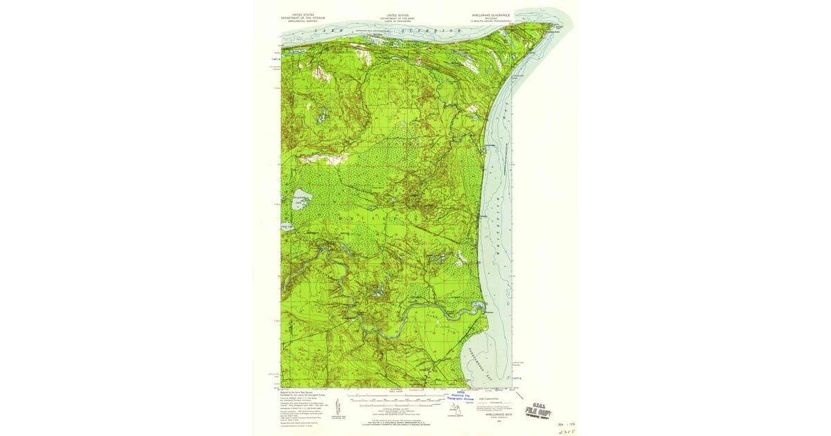 1951 Map of Shelldrake, Whitefish Township, MI — High-Res | Pastmaps