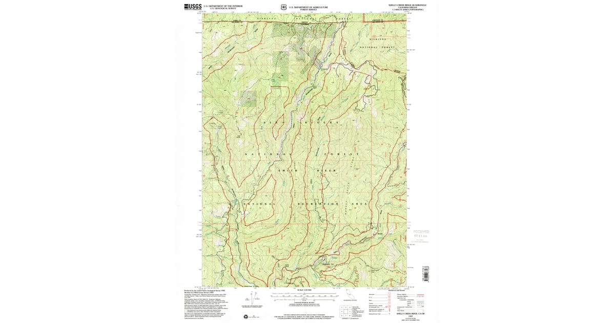 1997 Map of Shelly Creek Ridge, Del Norte County, CA — High-Res | Pastmaps