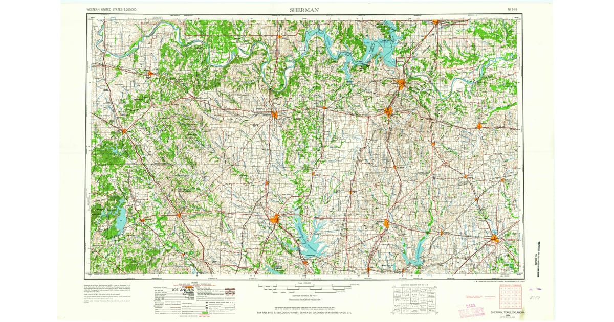 Old Maps of Celeste TX for Metal - Sherman Grayson County Tx Usgs Topo 1954 P1964 Og 1200x630 