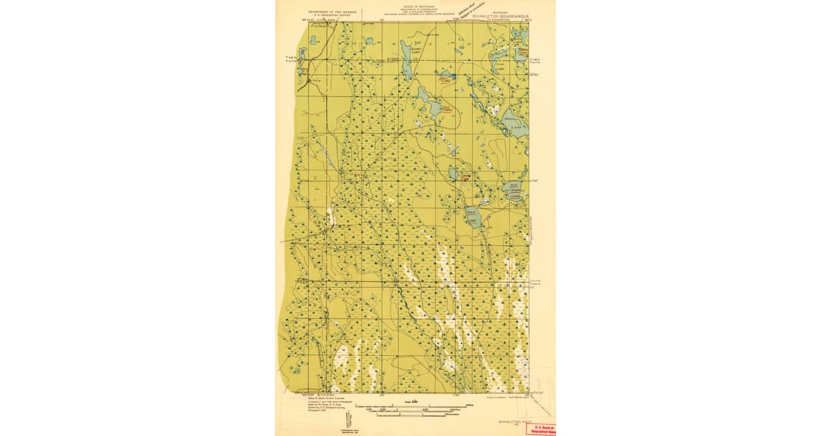 1931 Map of Shingleton NE, Schoolcraft County, MI — High-Res | Pastmaps