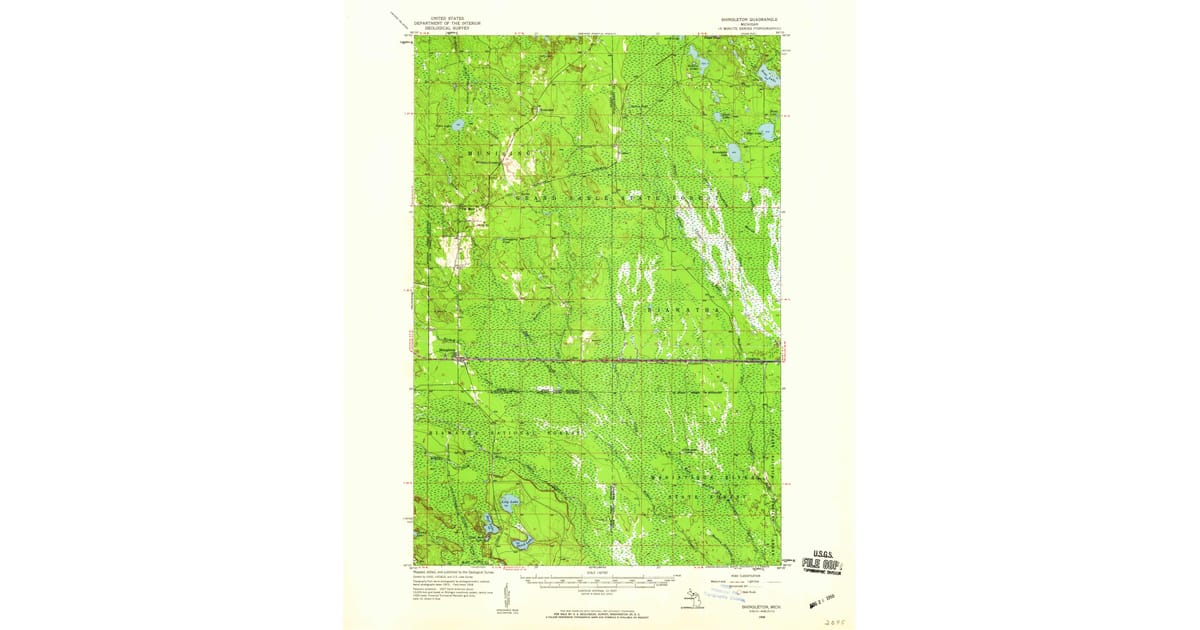 1958 Map of Shingleton, Schoolcraft County, MI — High-Res | Pastmaps