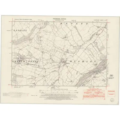 1949 Map of Shropshire L.SW, 1953 Print