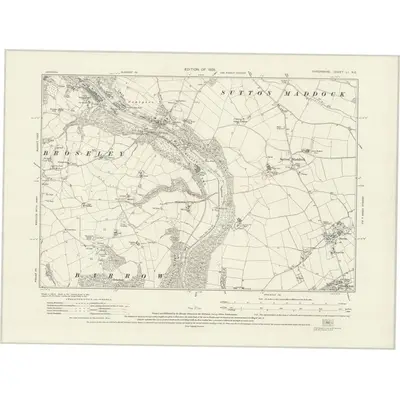 1925 Map of Shropshire LI.NE, 1928 Print
