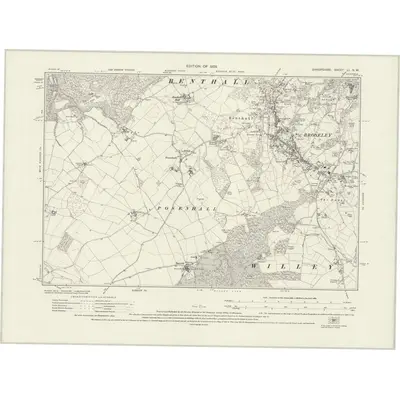 1925 Map of Shropshire LI.NW, 1928 Print