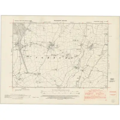 1949 Map of Shropshire LV.SW, 1953 Print