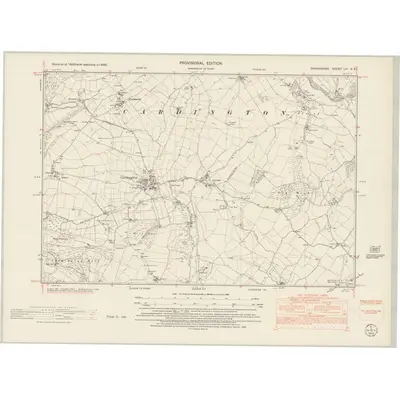1949 Map of Shropshire LVI.NE, 1953 Print