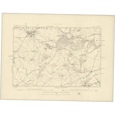 1882 Map of Shropshire LVII.NE, 1883 Print