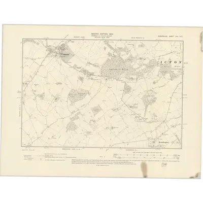 1901 Map of Shropshire LVII.NE, 1903 Print