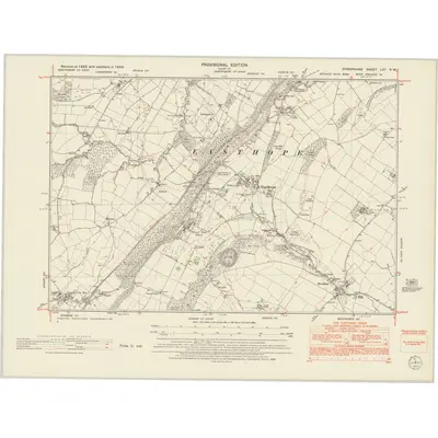 1949 Map of Shropshire LVII.NW, 1953 Print