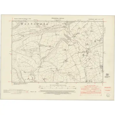 1949 Map of Shropshire LXII.SW, 1953 Print