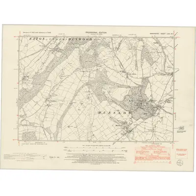 1949 Map of Shropshire LXIV.NE, 1953 Print