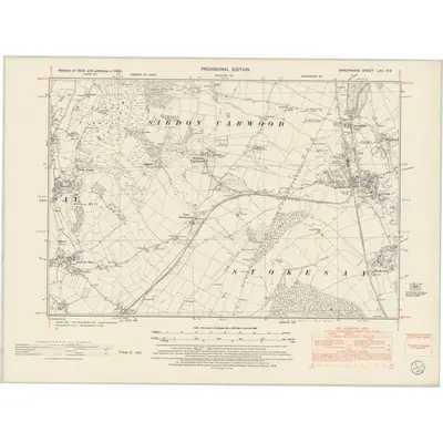 1949 Map of Shropshire LXX.NE, 1953 Print