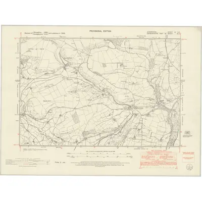 1949 Map of Shropshire XI.SE, 1954 Print
