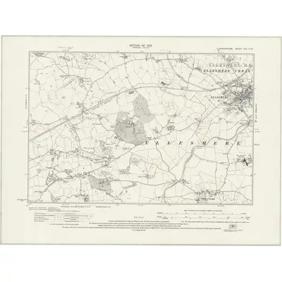 1924 Map of Shropshire XIII.NW, 1929 Print