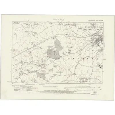 1924 Map of Shropshire XIII.NW, 1931 Print