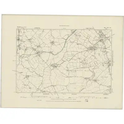 1874 Map of Shropshire XIX.SE, 1884 Print