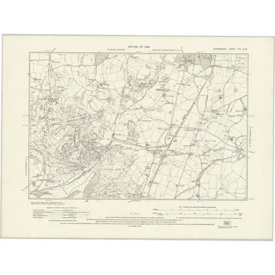 1925 Map of Shropshire XIX.SW, 1929 Print