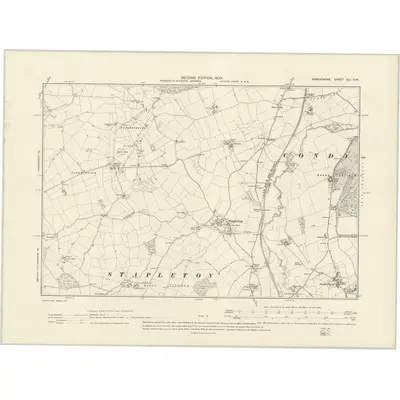 1901 Map of Shropshire XLI.SW, 1903 Print