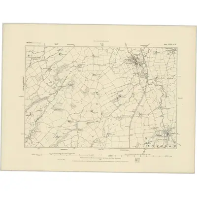 1881 Map of Shropshire XLIX.NW, 1884 Print