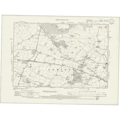 1901 Map of Shropshire XLV.SW, 1933 Print