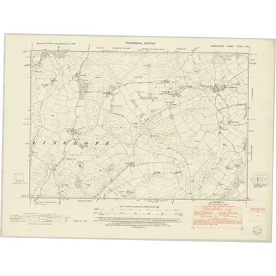 1949 Map of Shropshire XLVIII.SE, 1954 Print
