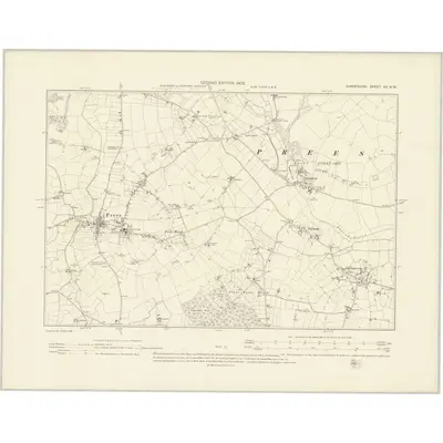 1900 Map of Shropshire XV.NW, 1902 Print