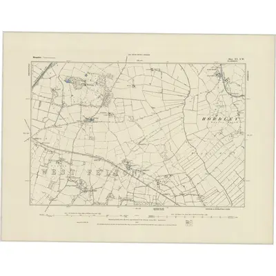1874 Map of Shropshire XX.NW, 1884 Print