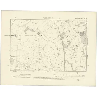 1900 Map of Shropshire XXII.SE, 1902 Print