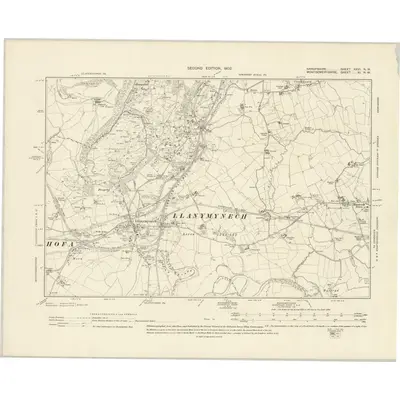 1900 Map of Shropshire XXVI.NW, 1902 Print