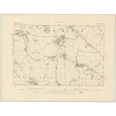 1875 Map of Shropshire XXVII.NE, 1884 Print