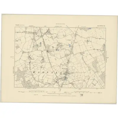 1880 Map of Shropshire XXVIII.NE, 1884 Print