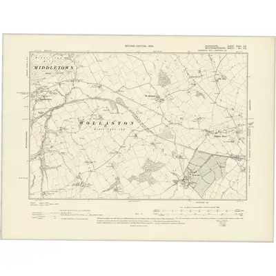 1900 Map of Shropshire XXXII.SE, 1902 Print