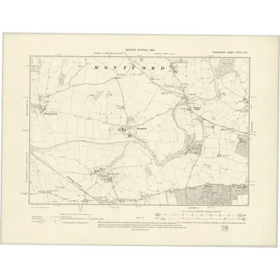 1900 Map of Shropshire XXXIII.NE, 1902 Print