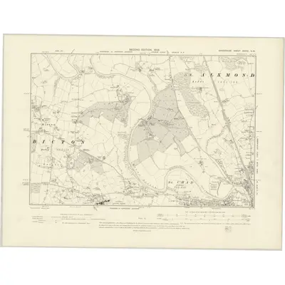 1900 Map of Shropshire XXXIV.NW, 1903 Print