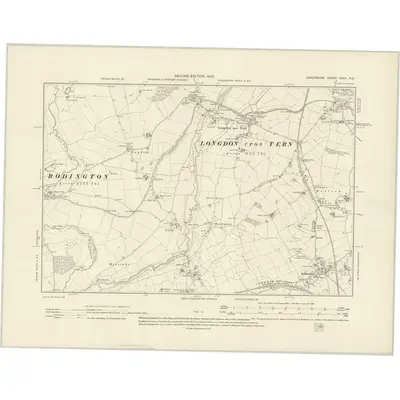 1900 Map of Shropshire XXXV.NE, 1902 Print