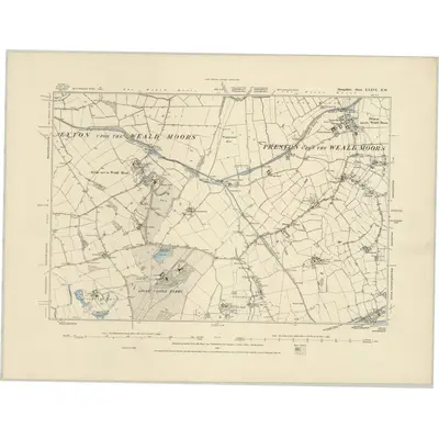 1881 Map of Shropshire XXXVI.NW, 1887 Print