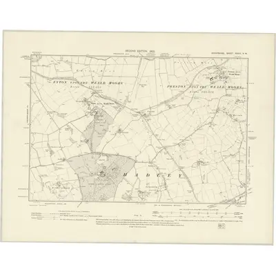 1901 Map of Shropshire XXXVI.NW, 1902 Print