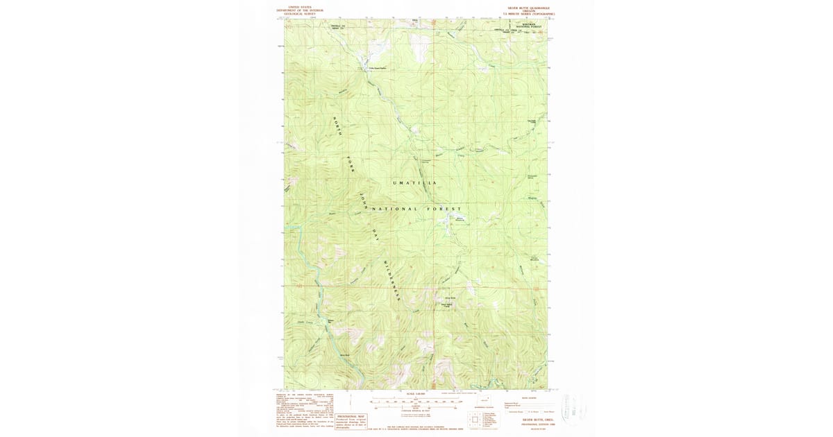 1988 Map of Silver Butte, Grant County, OR — High-Res | Pastmaps