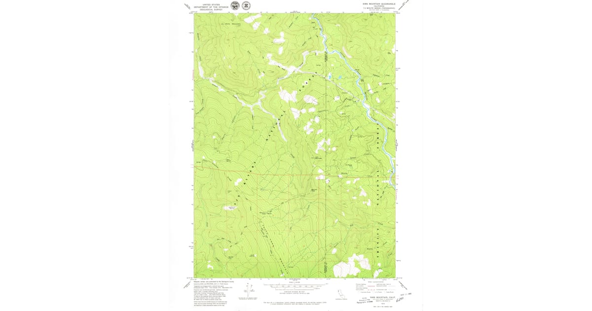 1979 Map of Sims Mountain, Humboldt County, CA — High-Res | Pastmaps