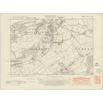 1938 Map of Somerset II.SW, 1949 Print