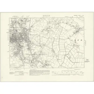 1929 Map of Somerset L.SE, 1931 Print