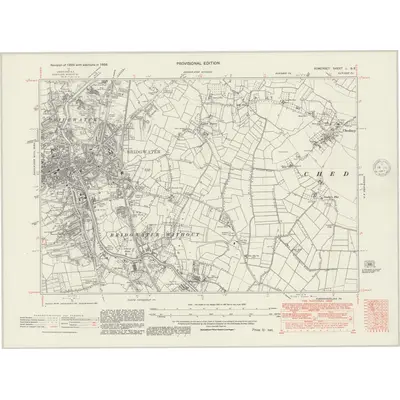 1938 Map of Somerset L.SE, 1947 Print
